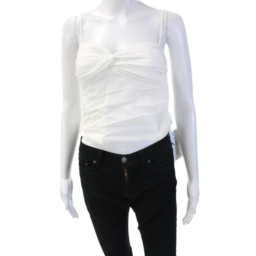 Zeynep Arcay Womens Cropped Camisole White 100% Cotton Zip Sleeveless Size 0